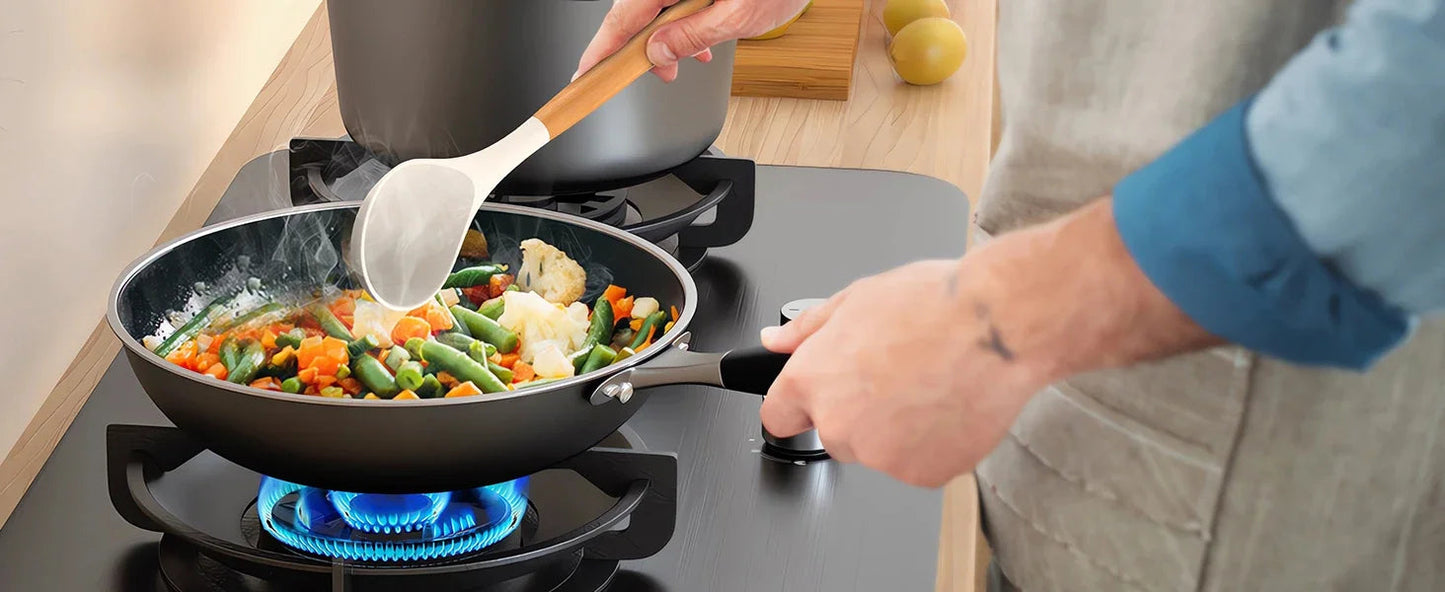 12-Piece Silicone Kitchen Utensil Set with Wooden Handles – Heat Resistant