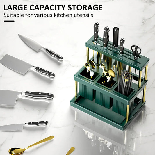Multi-Function Kitchen Knife & Cutlery Holder Rack