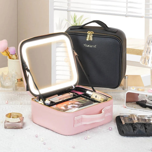 Smart LED Cosmetic Makeup Organizer – Dustproof Storage Box with Mirror & Light