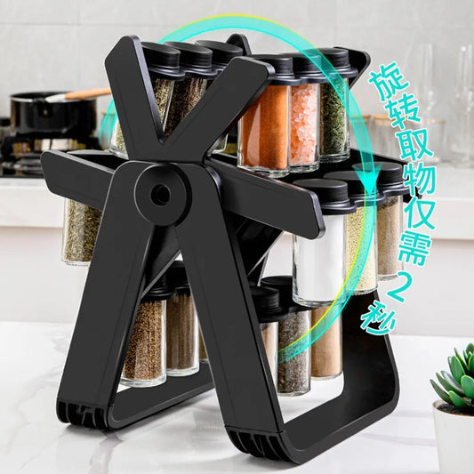 Ferris Wheel Rotating Spice Rack with 18 Jars