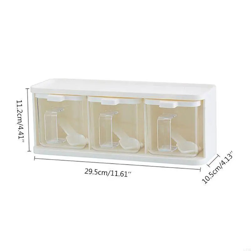 3-Grid Clear Spice & Seasoning Storage Box