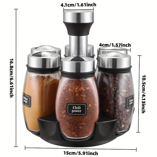 Rotating 6 Bottles Spice Rack - 360° Revolving Spice Organizer