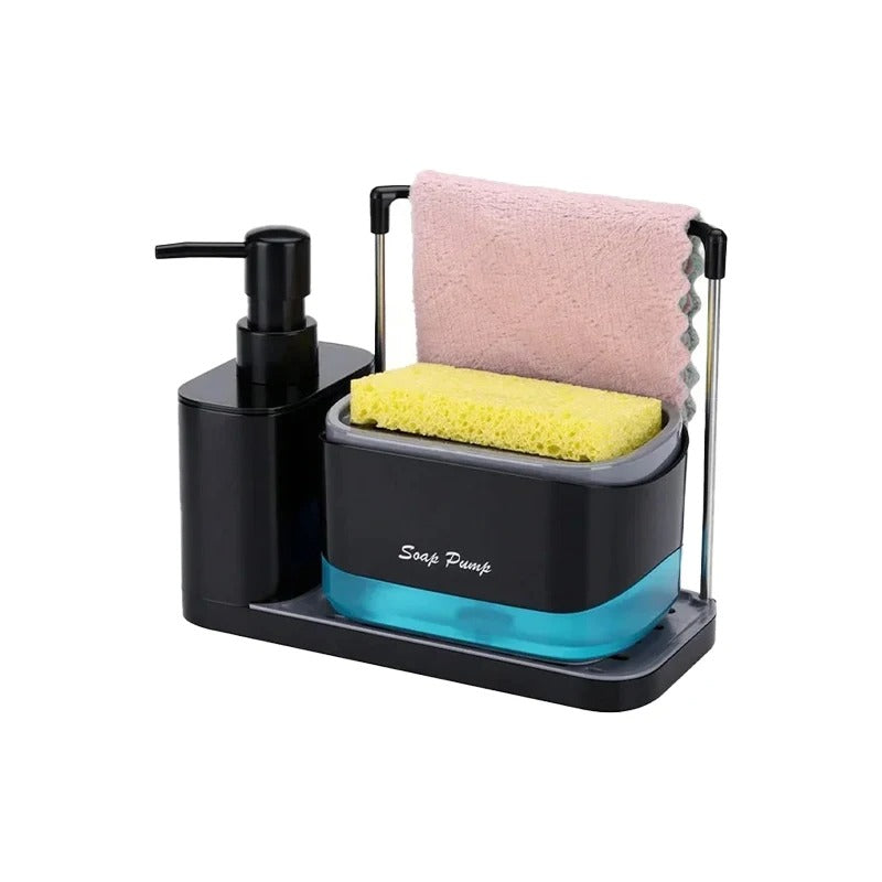 Multi-Functional Kitchen Soap Dispenser with Sponge & Dishcloth Holder Tray