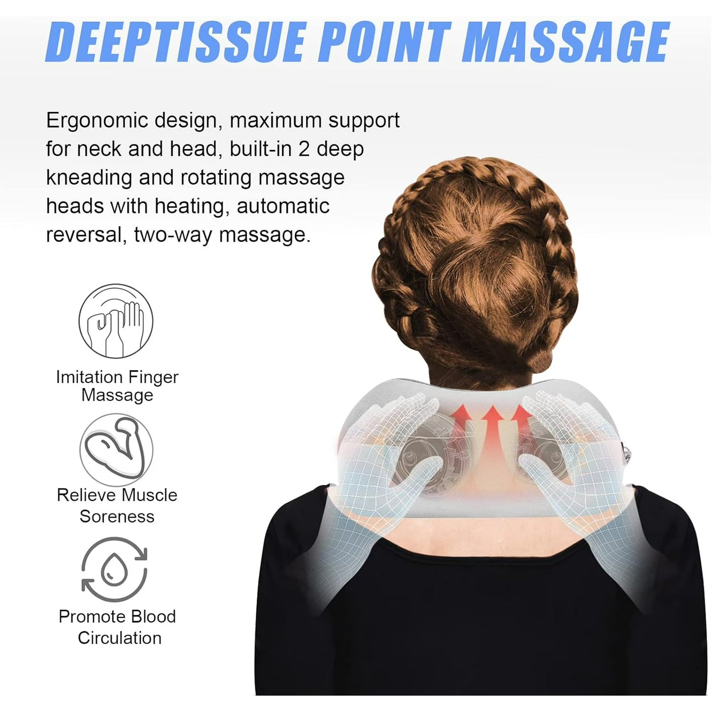 Travel Neck Pillow Electric Neck Massager with Heating – Memory Foam Pain Relief Pillow