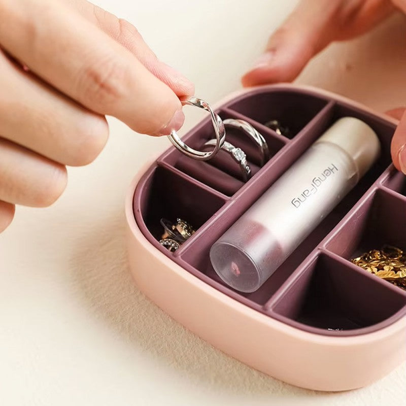 Portable Mini Jewelry Organizer Box with Built-In Mirror — Travel Case for Rings, Earrings & Necklaces | Gift for Women
