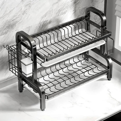 2-Tier Dish Drying Rack with Utensil Holder