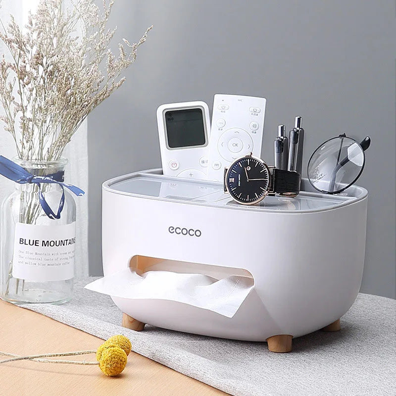 Desktop Tissue Box & Napkin Holder Organizer