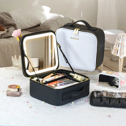 Smart LED Cosmetic Makeup Organizer – Dustproof Storage Box with Mirror & Light