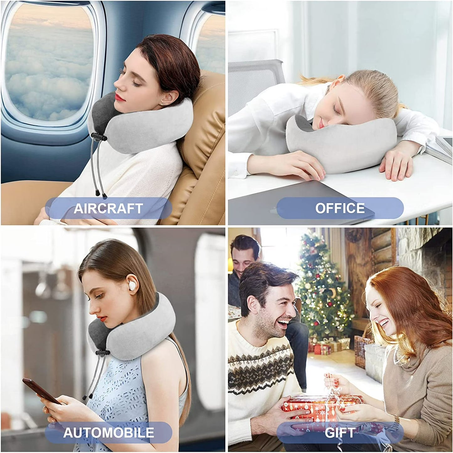 Travel Neck Pillow Electric Neck Massager with Heating – Memory Foam Pain Relief Pillow