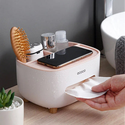 Desktop Tissue Box & Napkin Holder Organizer