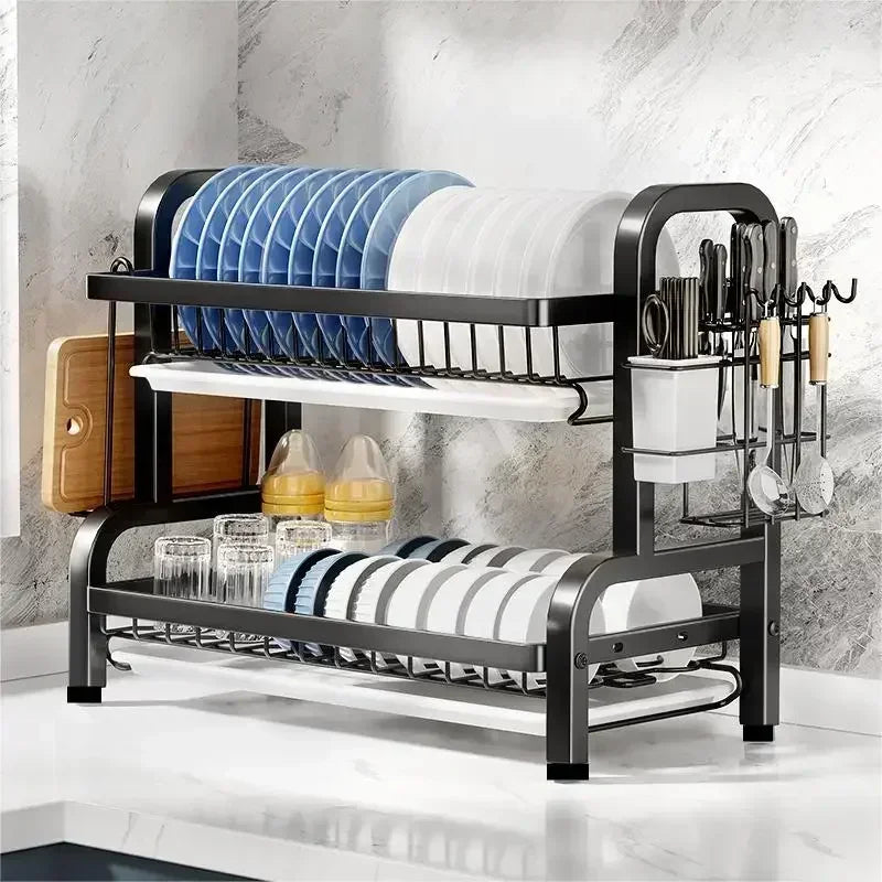2-Tier Dish Drying Rack with Utensil Holder