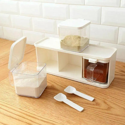 3-Grid Clear Spice & Seasoning Storage Box