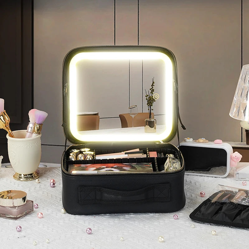 Smart LED Cosmetic Makeup Organizer – Dustproof Storage Box with Mirror & Light