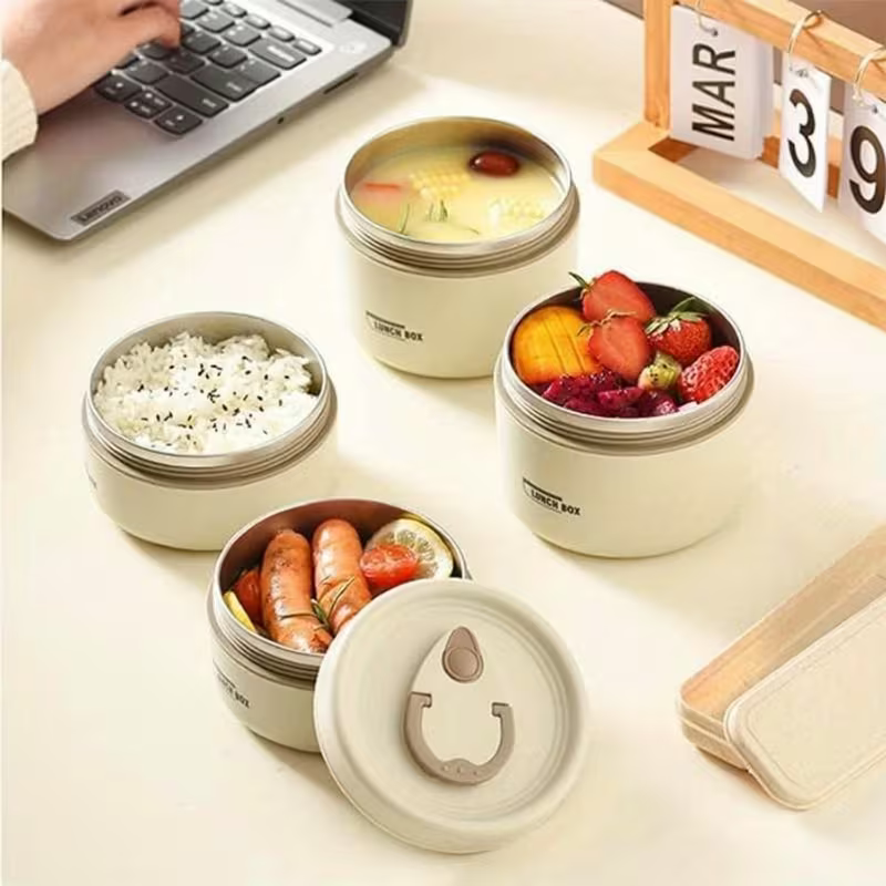 Insulated Lunch Box 3-Layer with Thermal Bag - Leak Proof & BPA Free