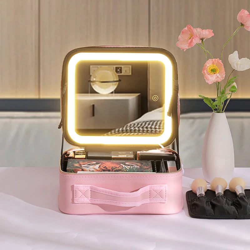Smart LED Cosmetic Makeup Organizer – Dustproof Storage Box with Mirror & Light