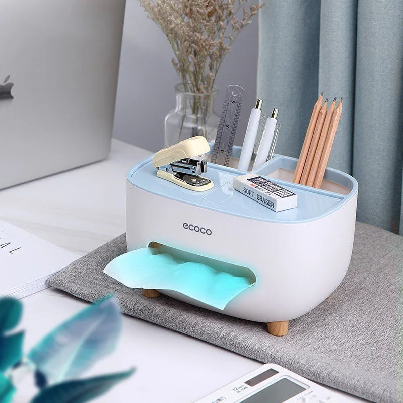 Desktop Tissue Box & Napkin Holder Organizer