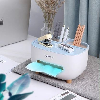 Desktop Tissue Box & Napkin Holder Organizer