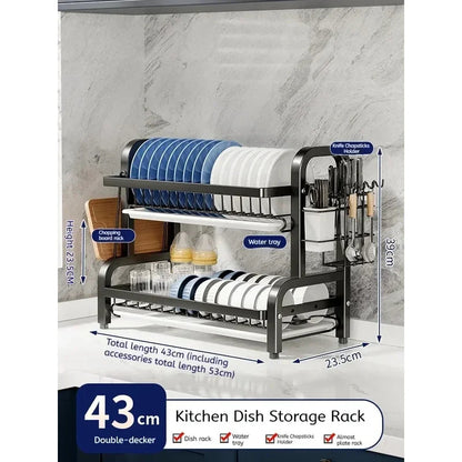 2-Tier Dish Drying Rack with Utensil Holder