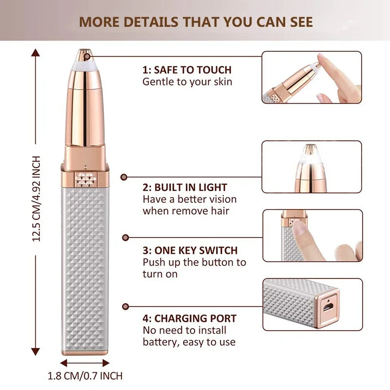 Blawless 2-in-1 Facial Hair Remover & Eyebrow Trimmer — Painless, Rechargeable | For Women