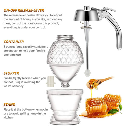 No-Drip Acrylic Honey Dispenser with Stand