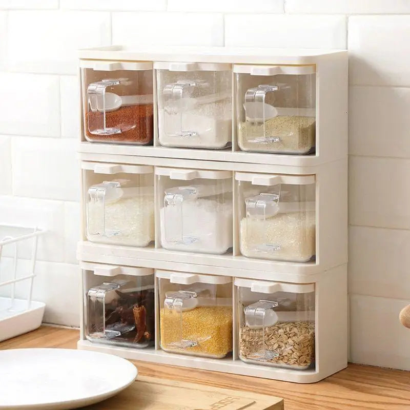 3-Grid Clear Spice & Seasoning Storage Box
