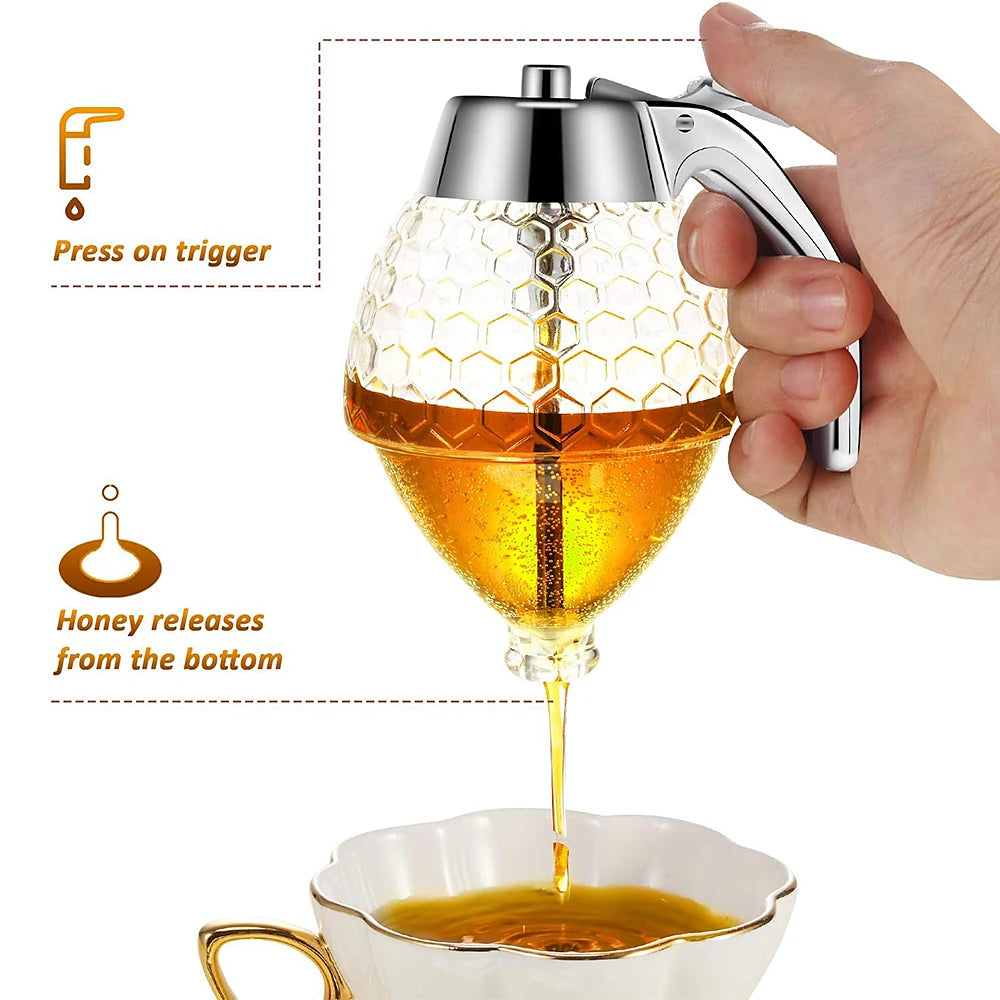 No-Drip Acrylic Honey Dispenser with Stand