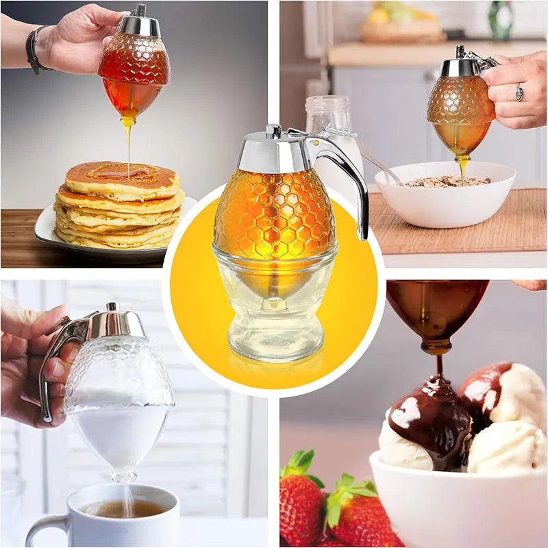 No-Drip Acrylic Honey Dispenser with Stand