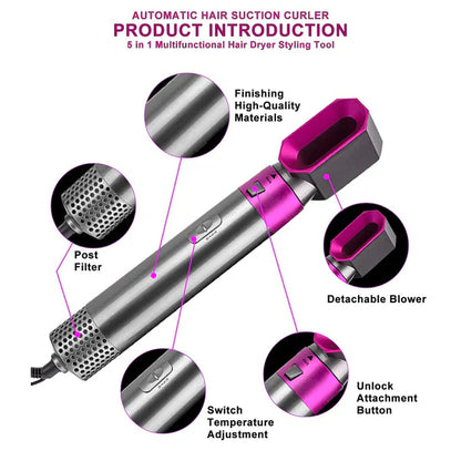 3 heat settings on 5 in 1 ionic hair dryer brush