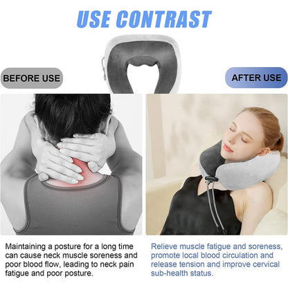 Travel Neck Pillow Electric Neck Massager with Heating – Memory Foam Pain Relief Pillow