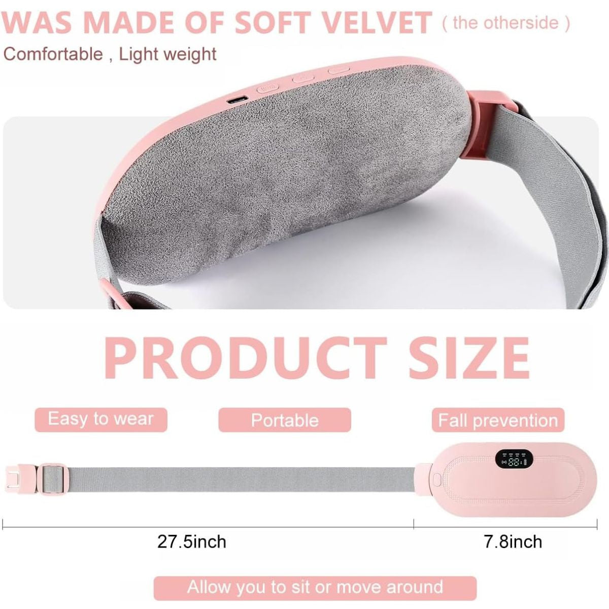 Electric Period Cramp Massager Belt – Portable Heating & Vibration Therapy for Menstrual Pain Relief