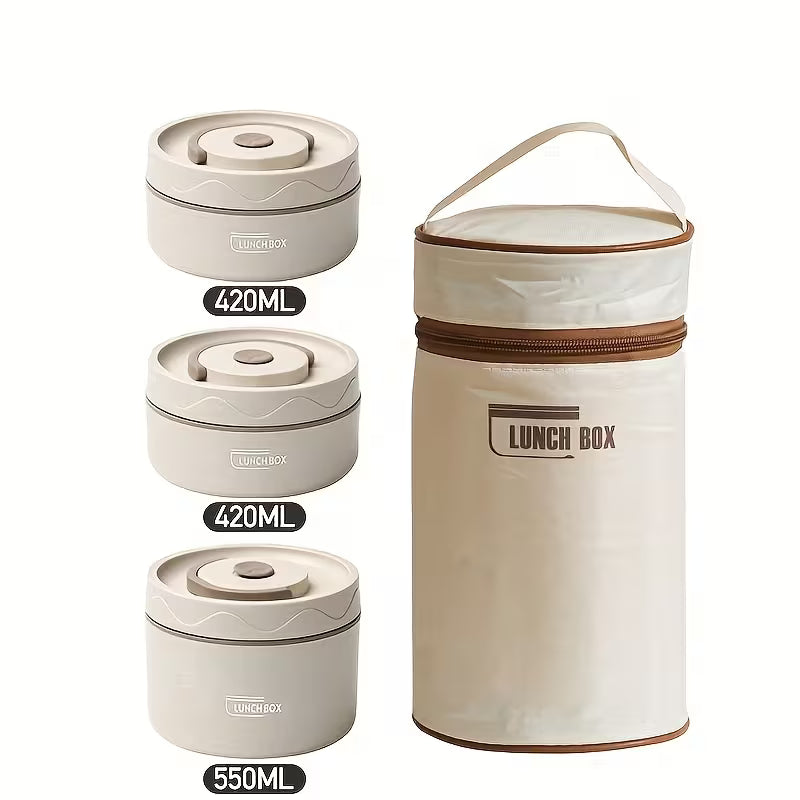 Insulated Lunch Box 3-Layer with Thermal Bag - Leak Proof & BPA Free