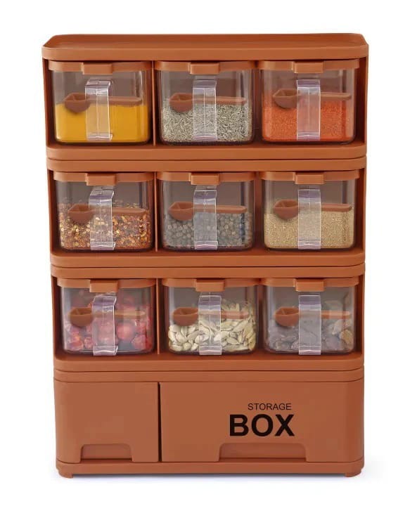 3-Grid Clear Spice & Seasoning Storage Box