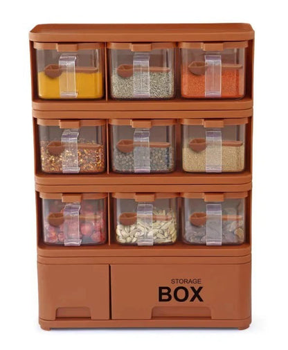 3-Grid Clear Spice & Seasoning Storage Box