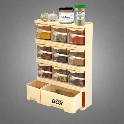 3-Grid Clear Spice & Seasoning Storage Box