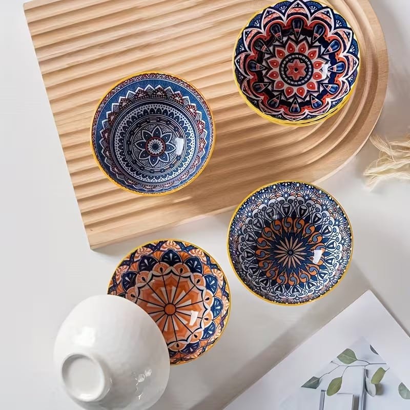 Bohemian Ceramic Bowl & Chopsticks Set