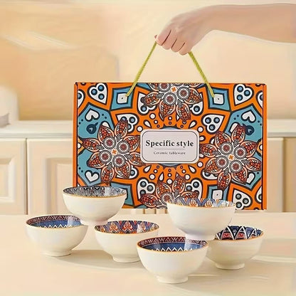 Bohemian Ceramic Bowl & Chopsticks Set