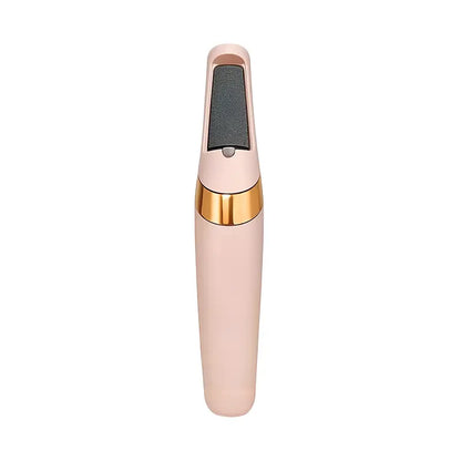 Pink and gold handheld device on a white background