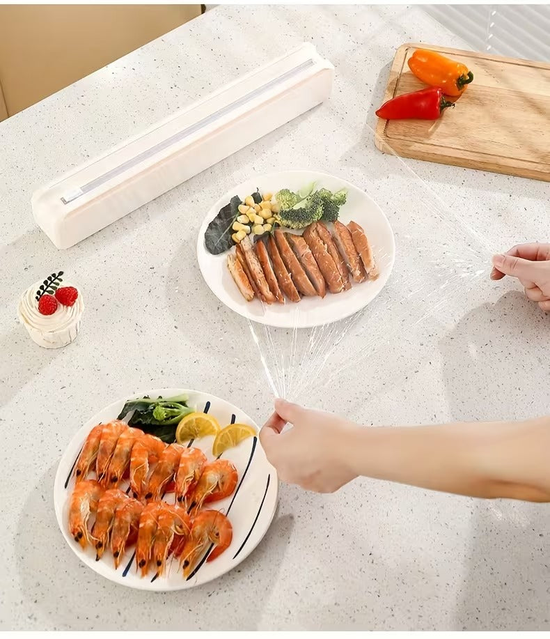 Plastic Film Cutter Kitchen Wrap Dispenser with Built-in Cutter