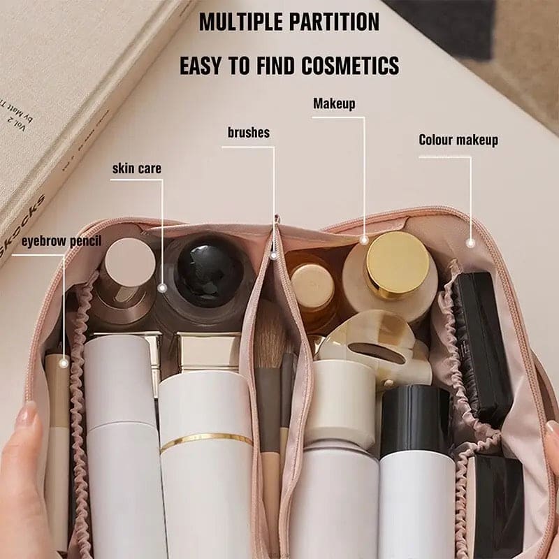 heavy duty metal zipper on waterproof PU leather cosmetic bag