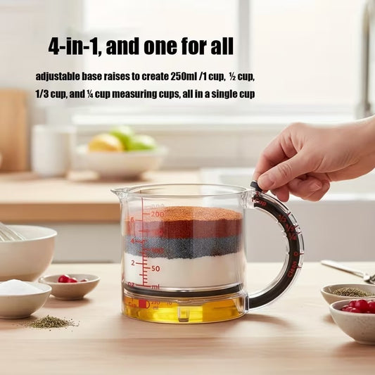 Acrylic 4-In-1 Measuring Cup - Multi-Level Kitchen Measuring Tool