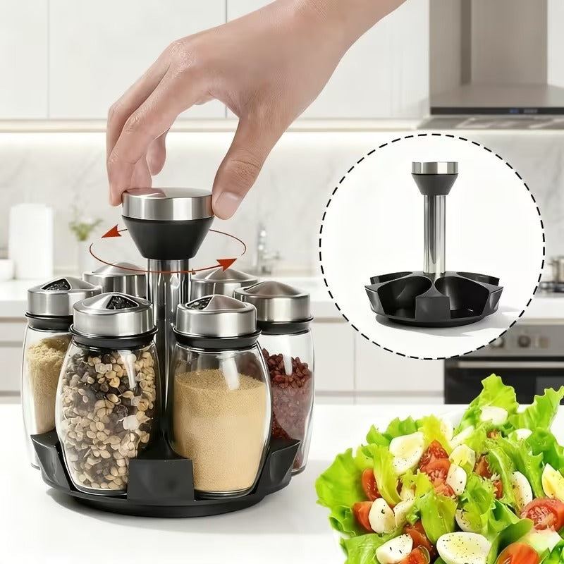 Rotating 6 Bottles Spice Rack - 360° Revolving Spice Organizer