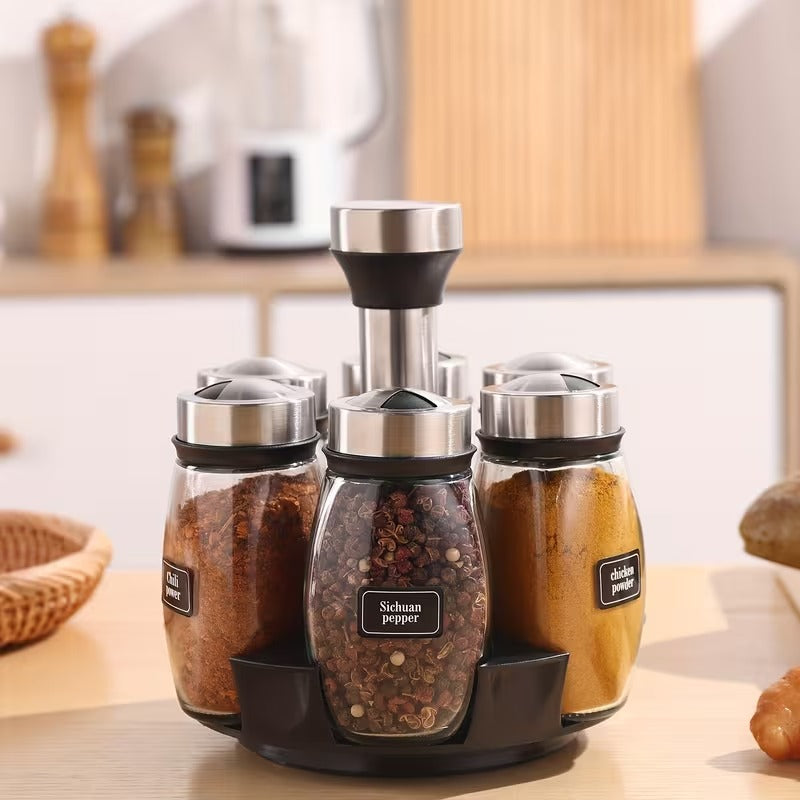 Rotating 6 Bottles Spice Rack - 360° Revolving Spice Organizer