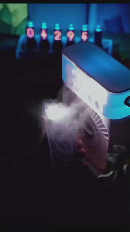 Portable USB Air Conditioner Fan with LED Night Light – Mini Humidifier & Mist Cooling Fan